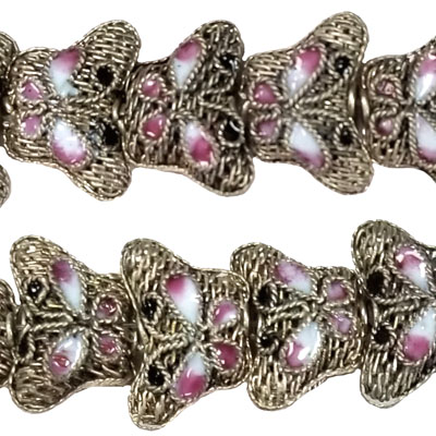 ENAMEL FILIGREE BUTTERFLY 12X15MM PINK